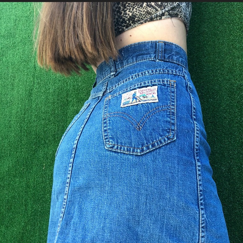 Vtg Rare Levis 1970s Denim Skirt